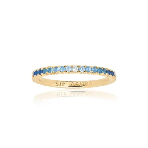 Sif Jakobs - Ellera Ring mit blauem zirkonia i vergoldete silber