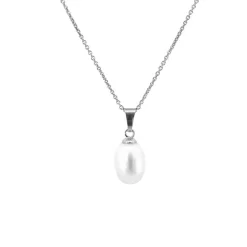 Silber ovaler Perlenanhänger mit Kette