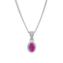 Silberner Rosettenanhänger mit rosa synthetischen Saphiren und Zirkoniasteinen**