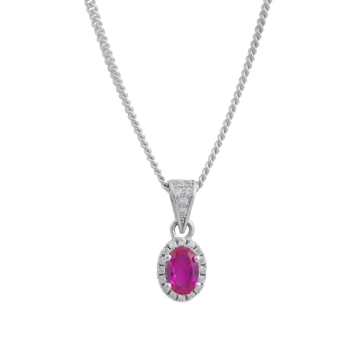 Silberner Rosettenanhänger mit rosa synthetischen Saphiren und Zirkoniasteinen**