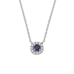 Sofia - Collier aus blauem Saphir aus 14-karätigem Weißgold mit insgesamt 0,06 ct.