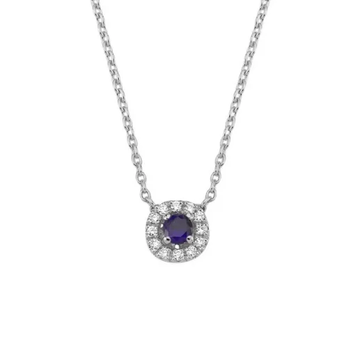 Sofia - Collier aus blauem Saphir aus 14-karätigem Weißgold mit insgesamt 0,06 ct.