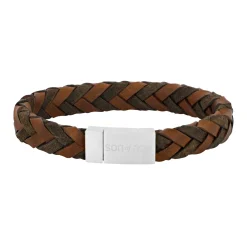 SON OF NOA – Geflochtenes armband in braunem Kalbsleder
