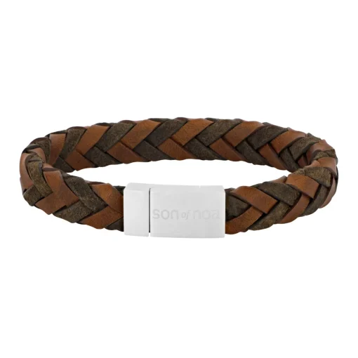 SON OF NOA – Geflochtenes armband in braunem Kalbsleder