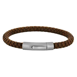 Son of Noa - Herrenarmband aus braunem Kalbsleder geflochten