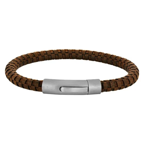 Son of Noa - Herrenarmband aus braunem Kalbsleder geflochten