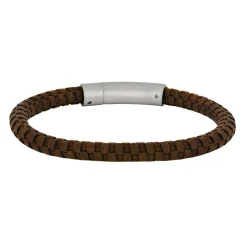 Son of Noa - Herrenarmband aus braunem Kalbsleder geflochten