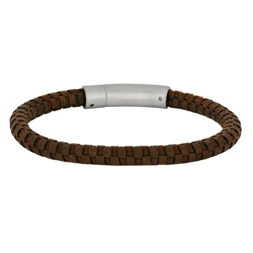 Son of Noa - Herrenarmband aus braunem Kalbsleder geflochten