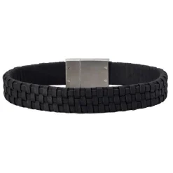 Son of Noa - Herrenarmband aus schwarzem geflochtenem Leder