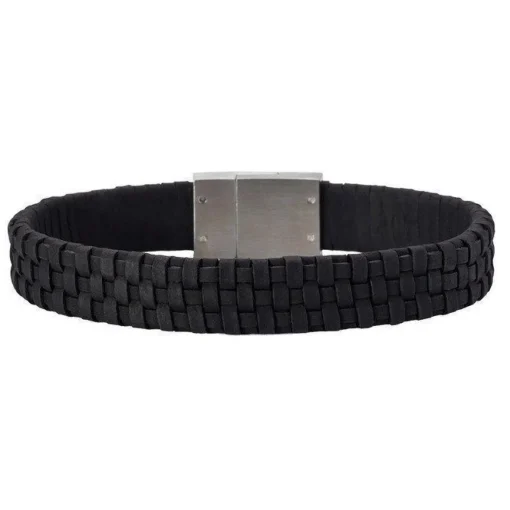 Son of Noa - Herrenarmband aus schwarzem geflochtenem Leder