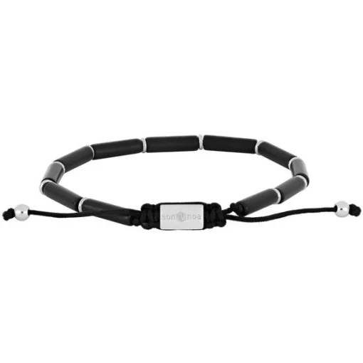 Son of Noa - Schwarzer Onyx Herrenarmband in Silber