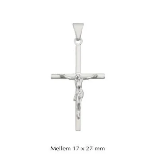Stolpe Kreuzanhänger mit Jesus in Silber - mittel 17x27