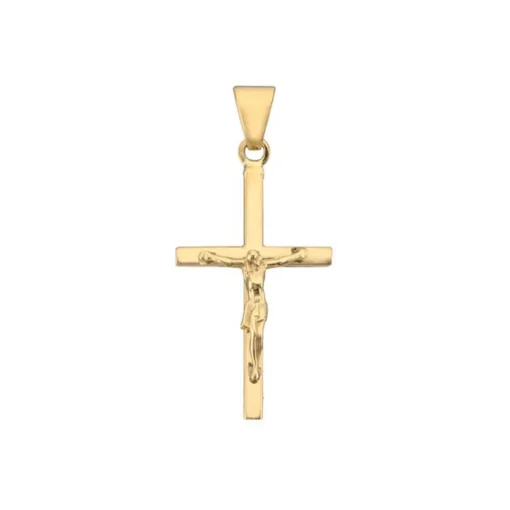 Stolpe Kreuz-Anhänger mit Jesus in 8-14 kt - Medium