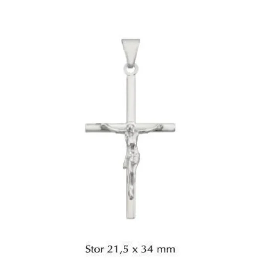 Stolpe Kreuz-Anhänger mit Jesus in Silber - Groß 21,5x34