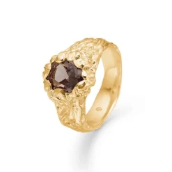 Studio Z - Forrest ring aus vergoldetem silber w. braun zirkonia