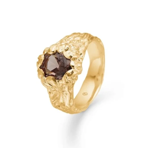 Studio Z - Forrest ring aus vergoldetem silber w. braun zirkonia