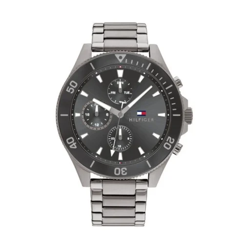 Tommy Hilfiger Herrenuhr - Larson in Stahl und schwarzem Zifferblatt