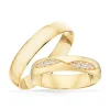 Trauringe aus 8-14 kt. Gold mit einem Brillantbesatz von insgesamt 0,10 kt.