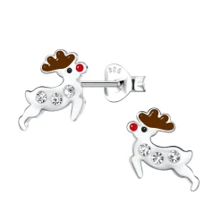 Weihnachtsohrringe - Rudolf mit den roten Auslaufohrringen mit zirkonia